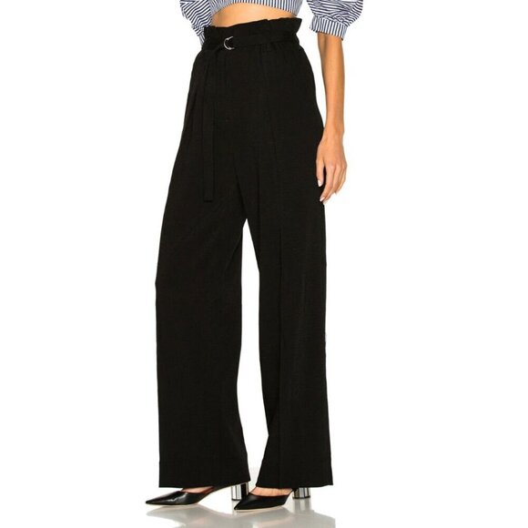 3.1 Phillip Lim Wide Leg Pants Womens 6 Black Paperbag High Waist Cinch Trouser - Picture 5 of 6